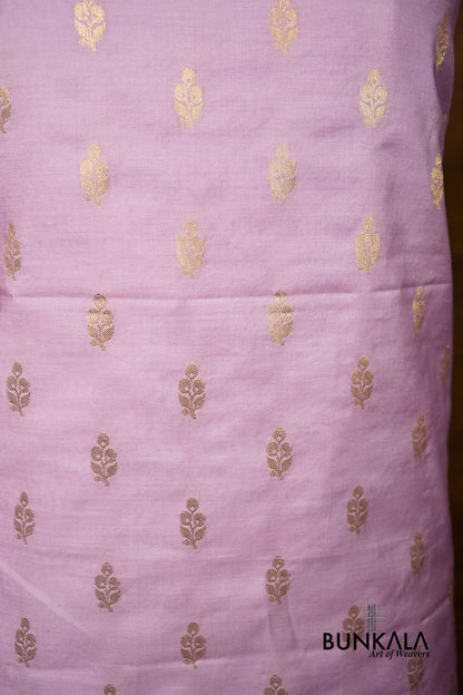 Lavender Buti Banarasi Pure Cotton Silk Unstitched Suit Set 