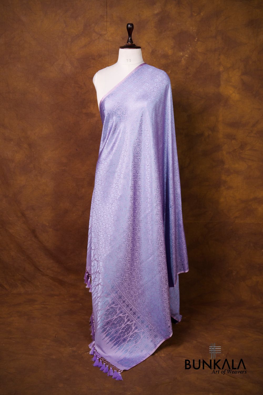 Lavender Mashru Silk Brocade Resham Weaved Banarasi Dupatta 