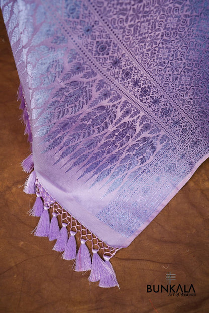 Lavender Mashru Silk Brocade Resham Weaved Banarasi Dupatta 