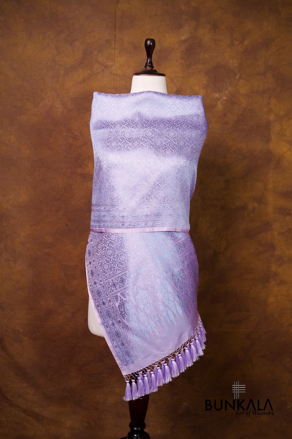 Lavender Mashru Silk Brocade Resham Weaved Banarasi Dupatta 
