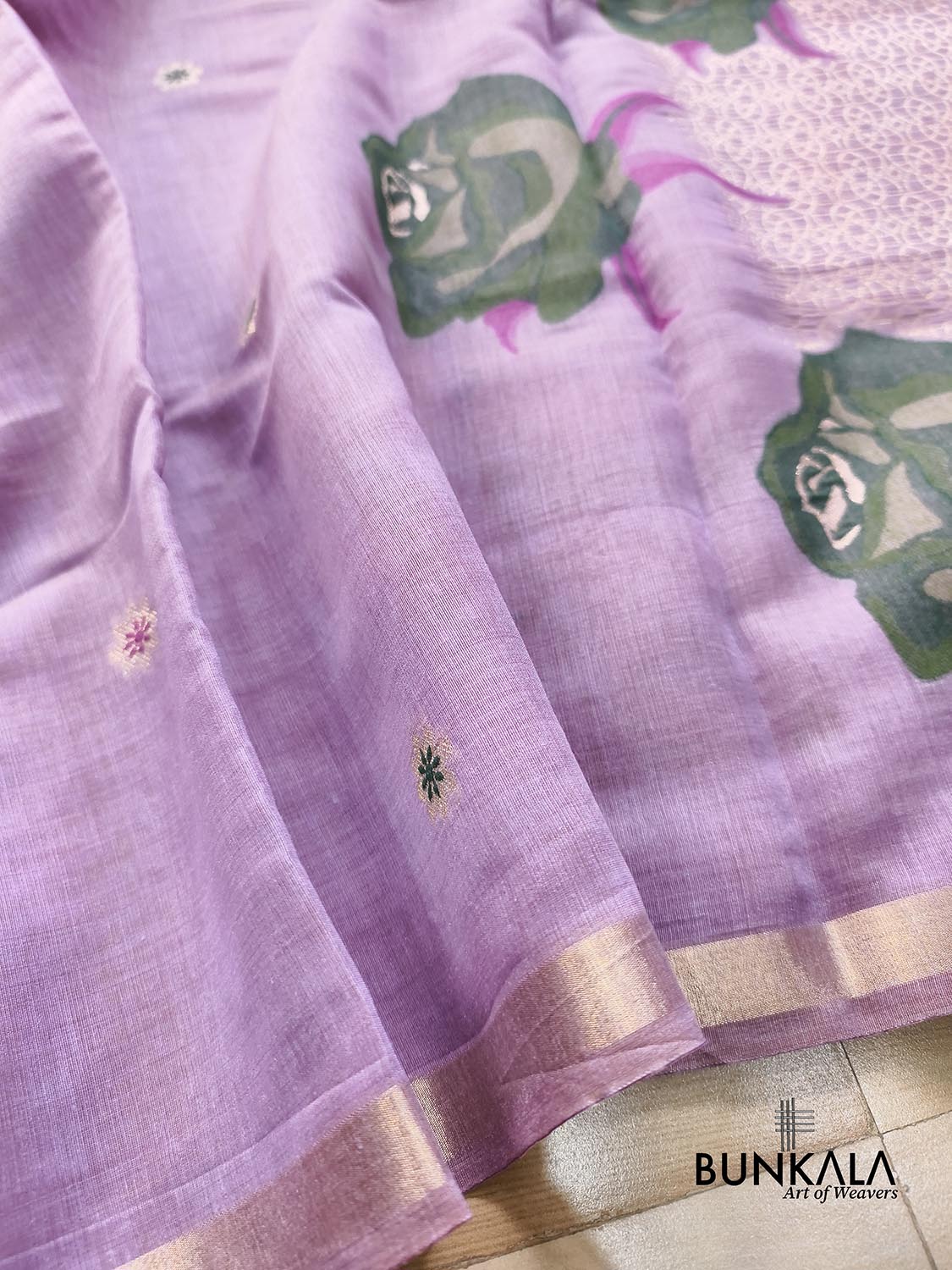 Lavender Rose Pallu Weaved Banarasi Cotton Saree
