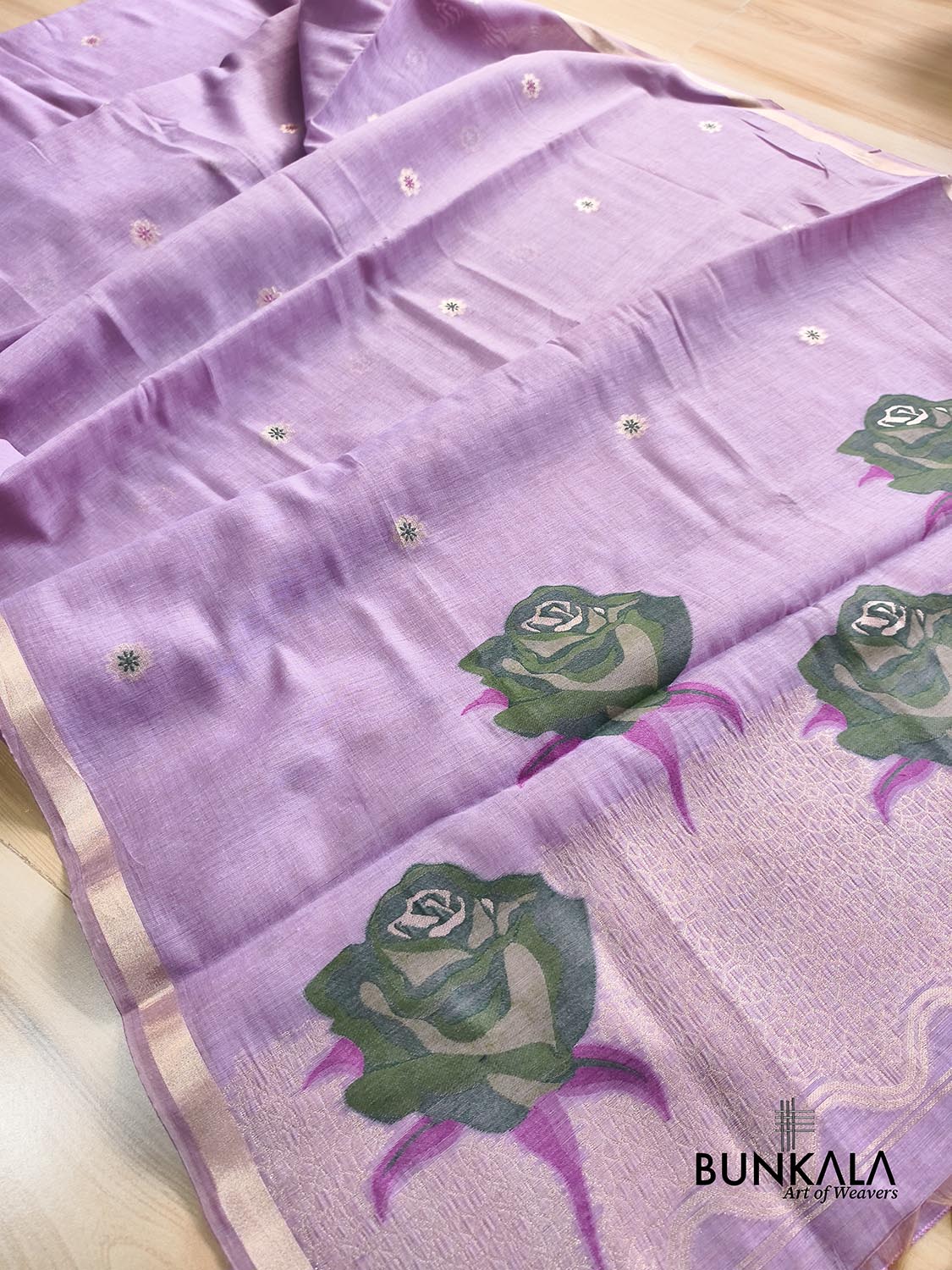 Lavender Rose Pallu Weaved Banarasi Cotton Saree