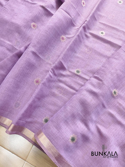 Lavender Rose Pallu Weaved Banarasi Cotton Saree