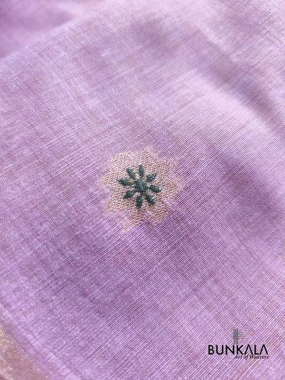 Lavender Rose Pallu Weaved Banarasi Cotton Saree