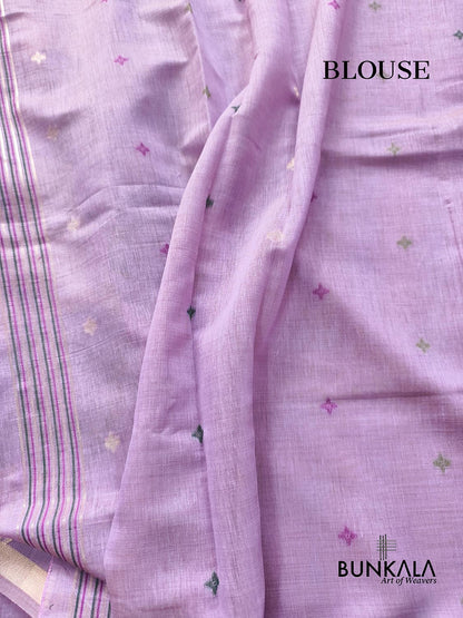 Lavender Rose Pallu Weaved Banarasi Cotton Saree