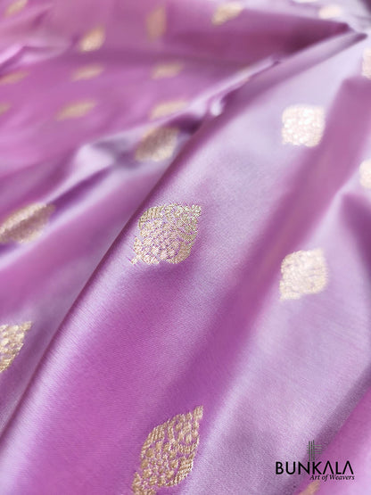 Lavender with Purple Wine Contrast Buti Banarasi Mashru Silk Saree