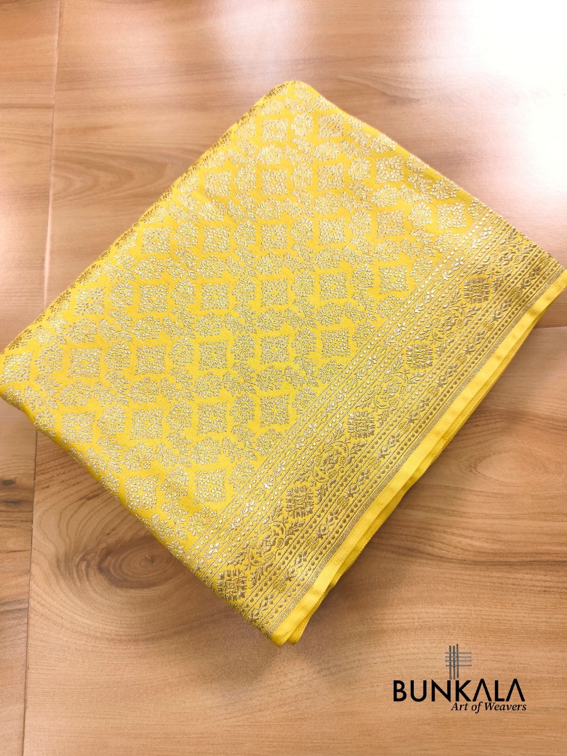 Lemon Yellow Brocade Weaved Banarasi Mashru Silk Saree 