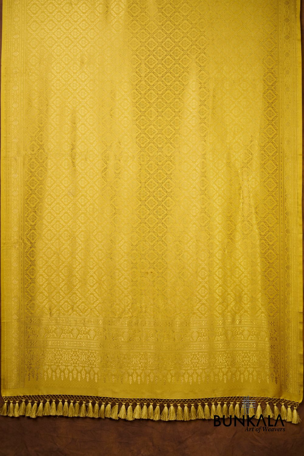 Lemon Yellow Daimond Jaal Brocade Resham Weaved Banarasi Mashru Silk Dupatta 