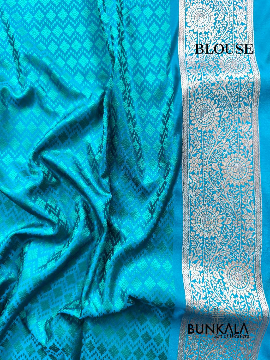 Light Blue Floral Jaal Banarasi Mashru Silk Saree 