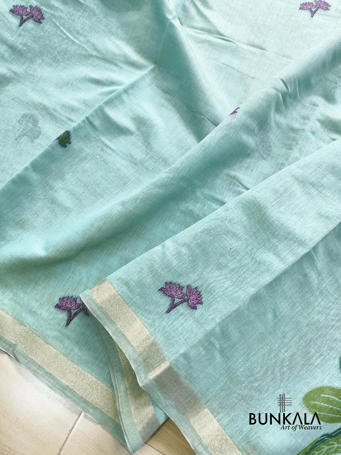 Light Blue Pichwai Pallu Weaved Banarasi Cotton Saree