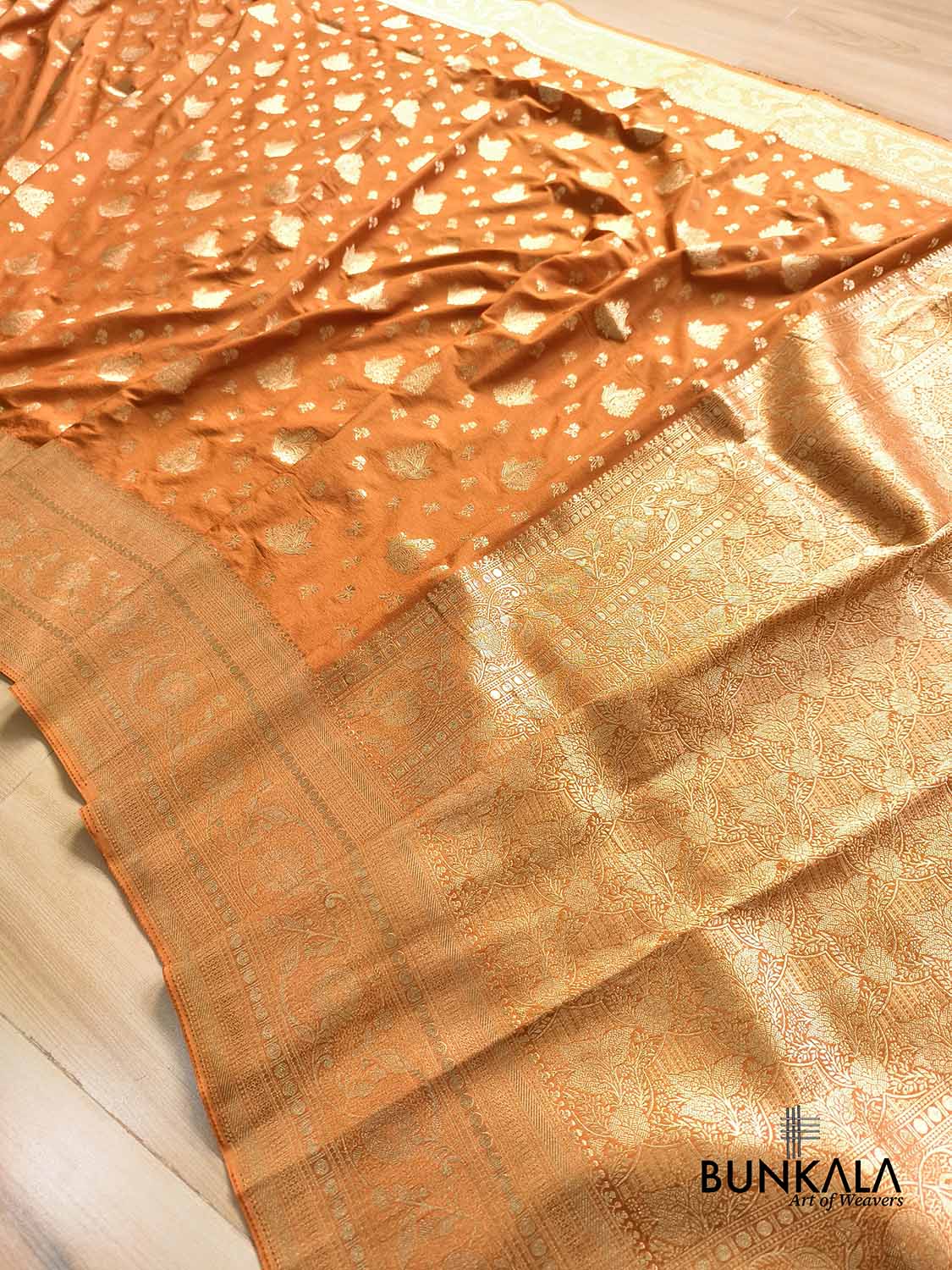 Light Rust Sona Zari Buta Banarasi Georgette Saree