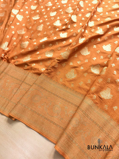 Light Rust Sona Zari Buta Banarasi Georgette Saree
