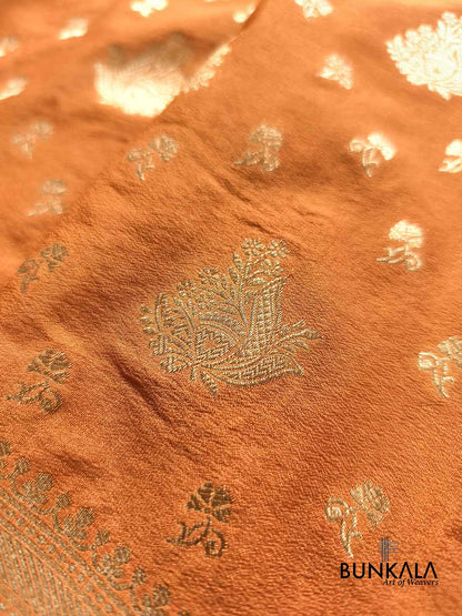 Light Rust Sona Zari Buta Banarasi Georgette Saree