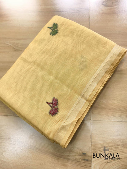 Light Yellow Pichwai Pallu Weaved Banarasi Cotton Saree