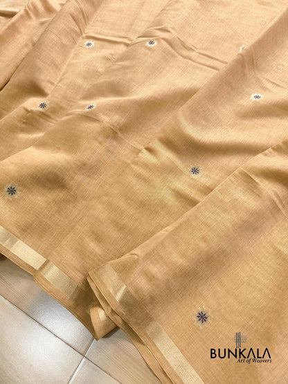 Light Yellow Rose Pallu Weaved Banarasi Cotton Saree