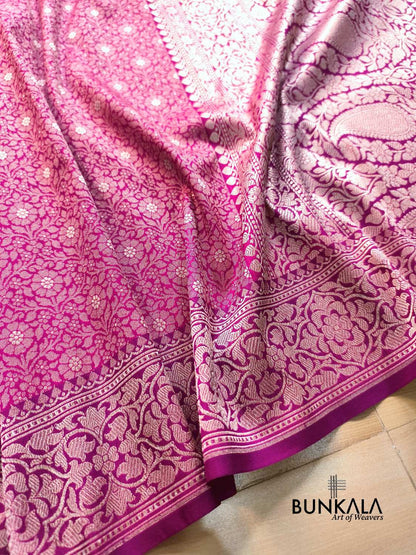 Magenta Pink Brocade Banarasi Resham Silk Saree