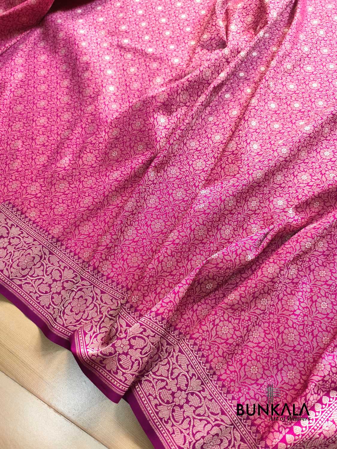 Magenta Pink Brocade Banarasi Resham Silk Saree