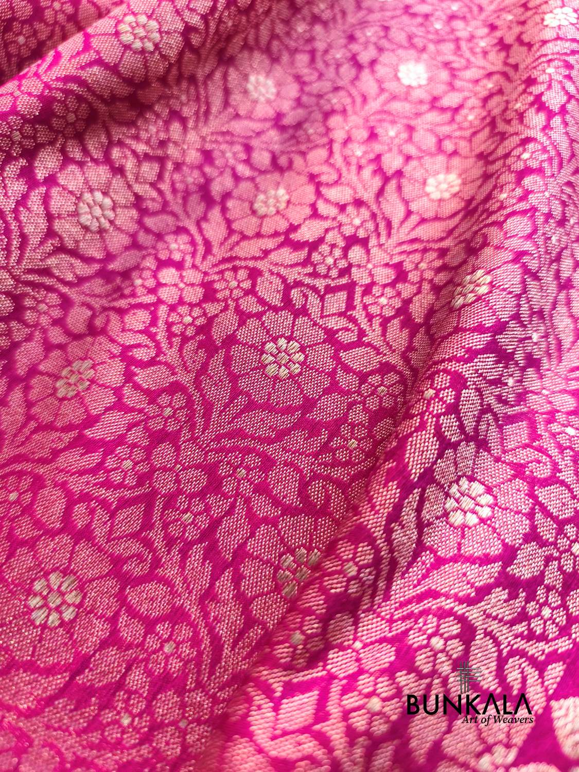 Magenta Pink Brocade Banarasi Resham Silk Saree