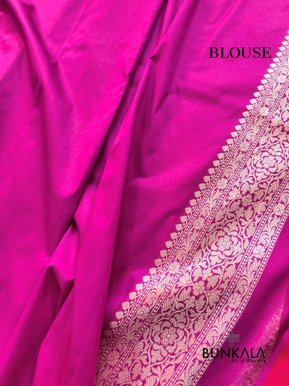Magenta Pink Brocade Banarasi Resham Silk Saree