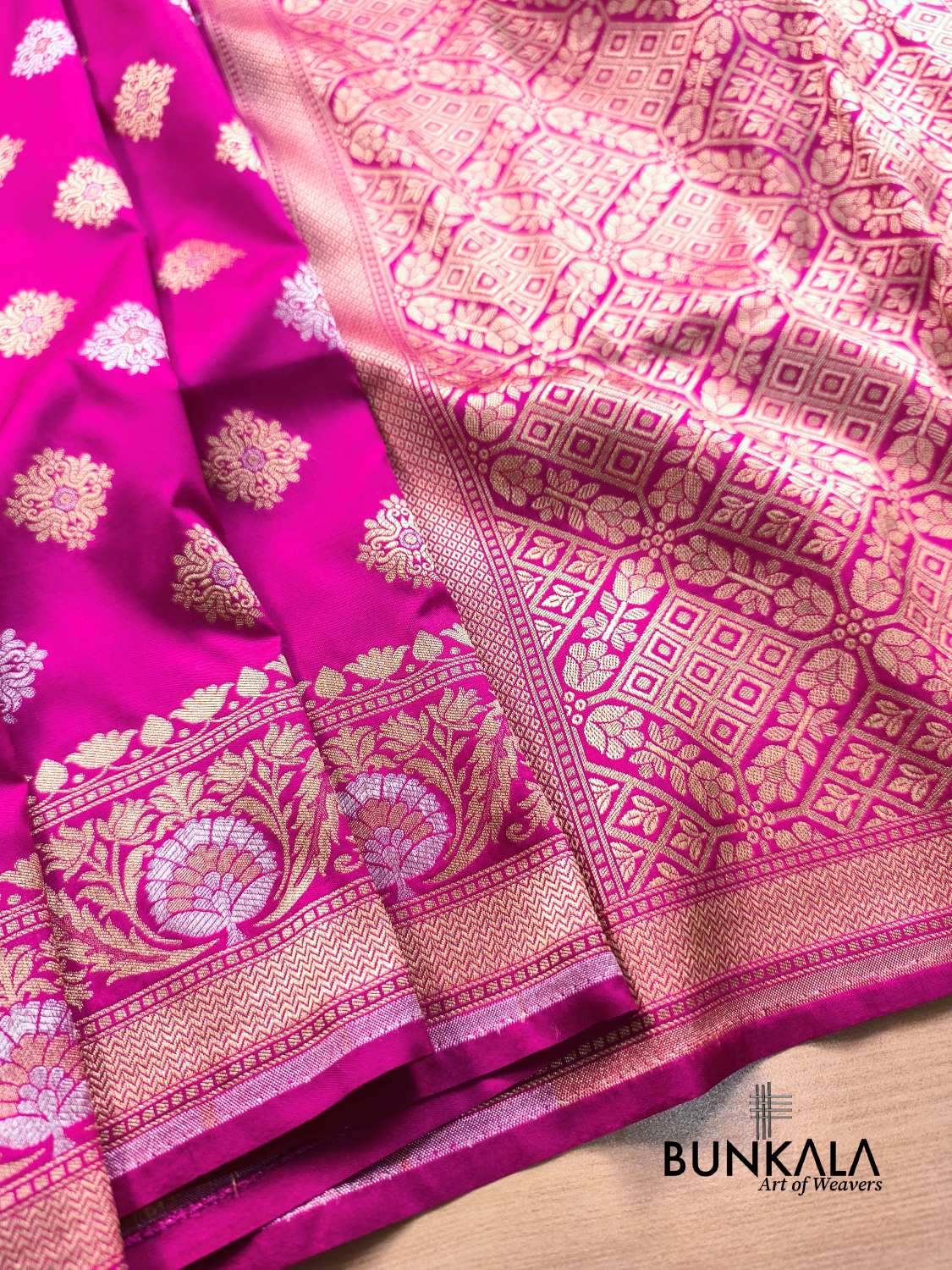 Magenta Pink Sona Rupa Buti Banarasi Silk Saree