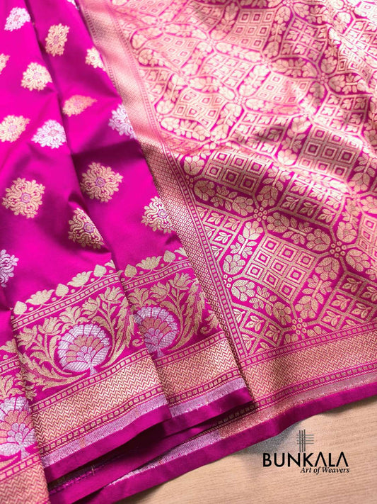 Magenta Pink Sona Rupa Buti Banarasi Silk Saree