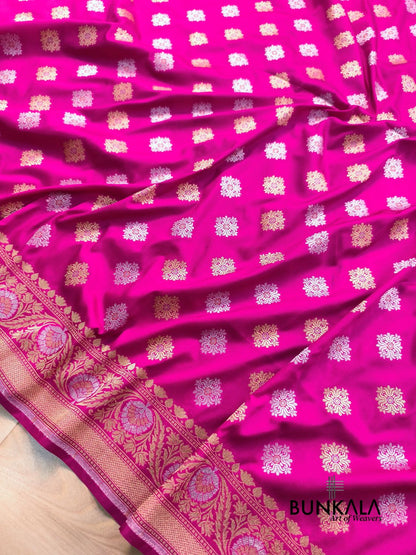 Magenta Pink Sona Rupa Buti Banarasi Silk Saree