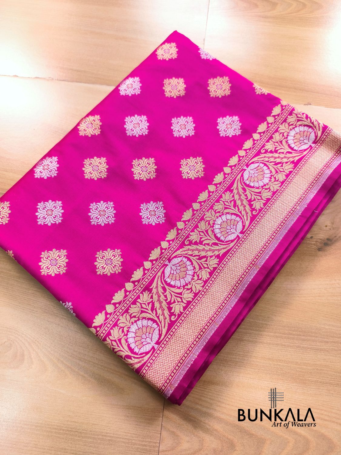Magenta Pink Sona Rupa Buti Banarasi Silk Saree