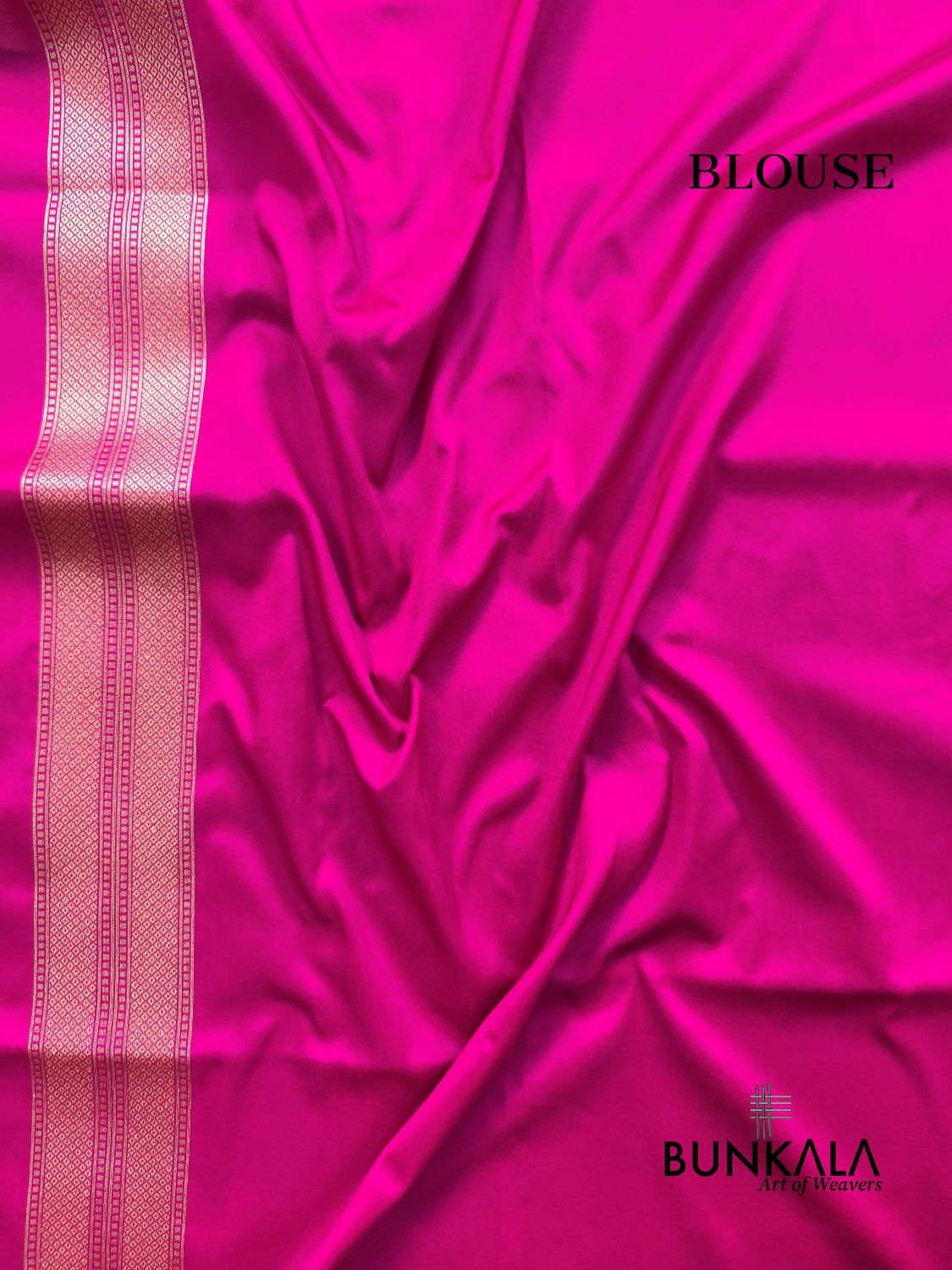 Magenta Pink Sona Rupa Meena Temple Border Banarasi Silk Saree 