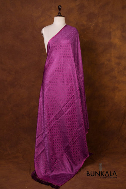 Magenta Purple Mashru Silk Brocade Resham Weaved Banarasi Dupatta 