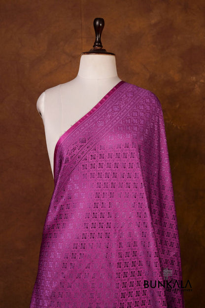 Magenta Purple Mashru Silk Brocade Resham Weaved Banarasi Dupatta 