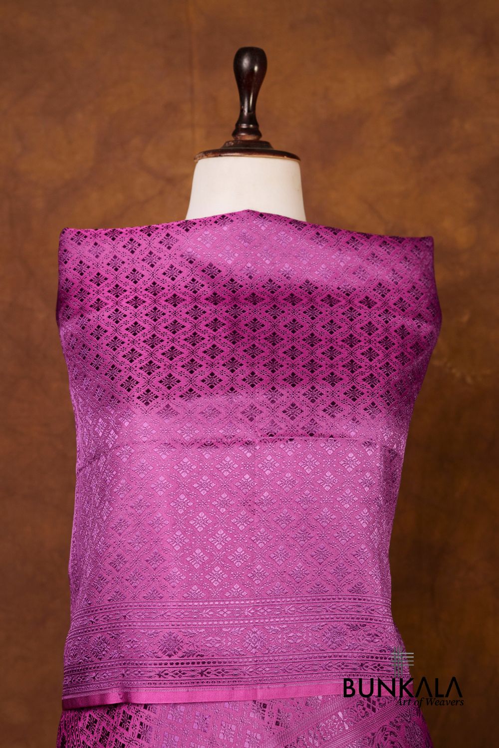 Magenta Purple Mashru Silk Brocade Resham Weaved Banarasi Dupatta 