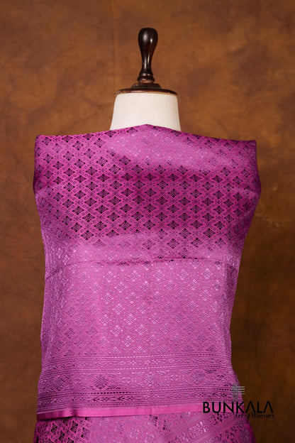 Magenta Purple Mashru Silk Brocade Resham Weaved Banarasi Dupatta 