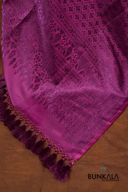Magenta Purple Mashru Silk Brocade Resham Weaved Banarasi Dupatta 