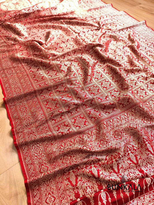 Maroon Gharchola Brocade Weaved Banarasi Mashru Silk Saree