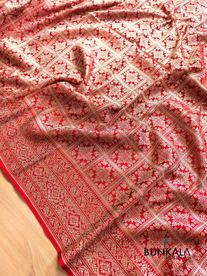 Maroon Gharchola Brocade Weaved Banarasi Mashru Silk Saree