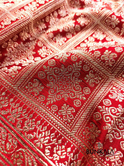 Maroon Gharchola Brocade Weaved Banarasi Mashru Silk Saree