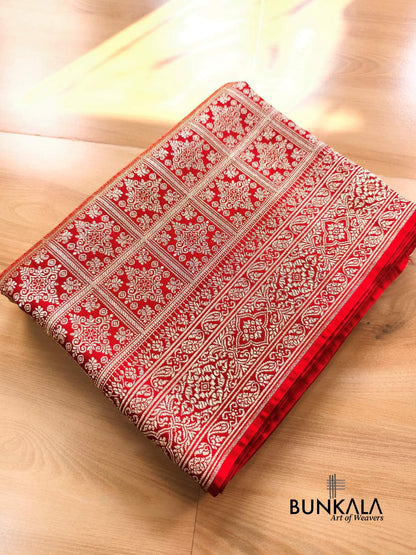 Maroon Gharchola Brocade Weaved Banarasi Mashru Silk Saree