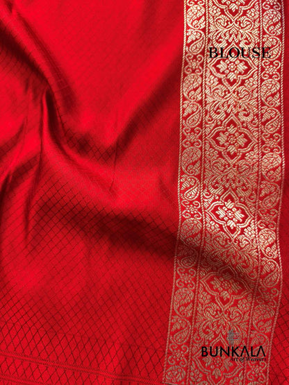 Maroon Gharchola Brocade Weaved Banarasi Mashru Silk Saree