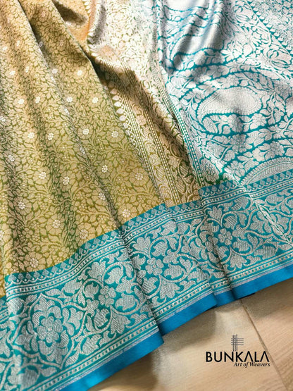 Mehendi Green Brocade Banarasi Resham Silk Saree