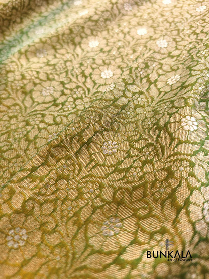 Mehendi Green Brocade Banarasi Resham Silk Saree
