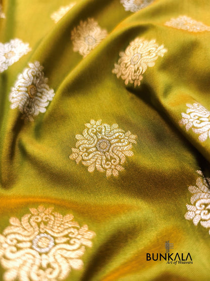 Mehendi Green Sona Rupa Booti Banarasi Silk Saree
