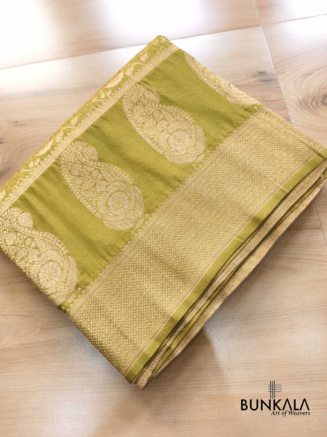 Mehendi Green Sona Zari Jaal Banarasi Georgette Saree