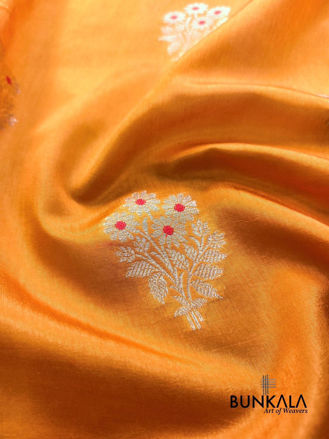 Mustard Yellow Meena Buta Pure Banarasi Mango Silk Saree 