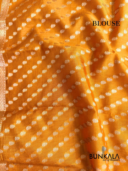 Mustard Yellow Meena Buta Pure Banarasi Mango Silk Saree 