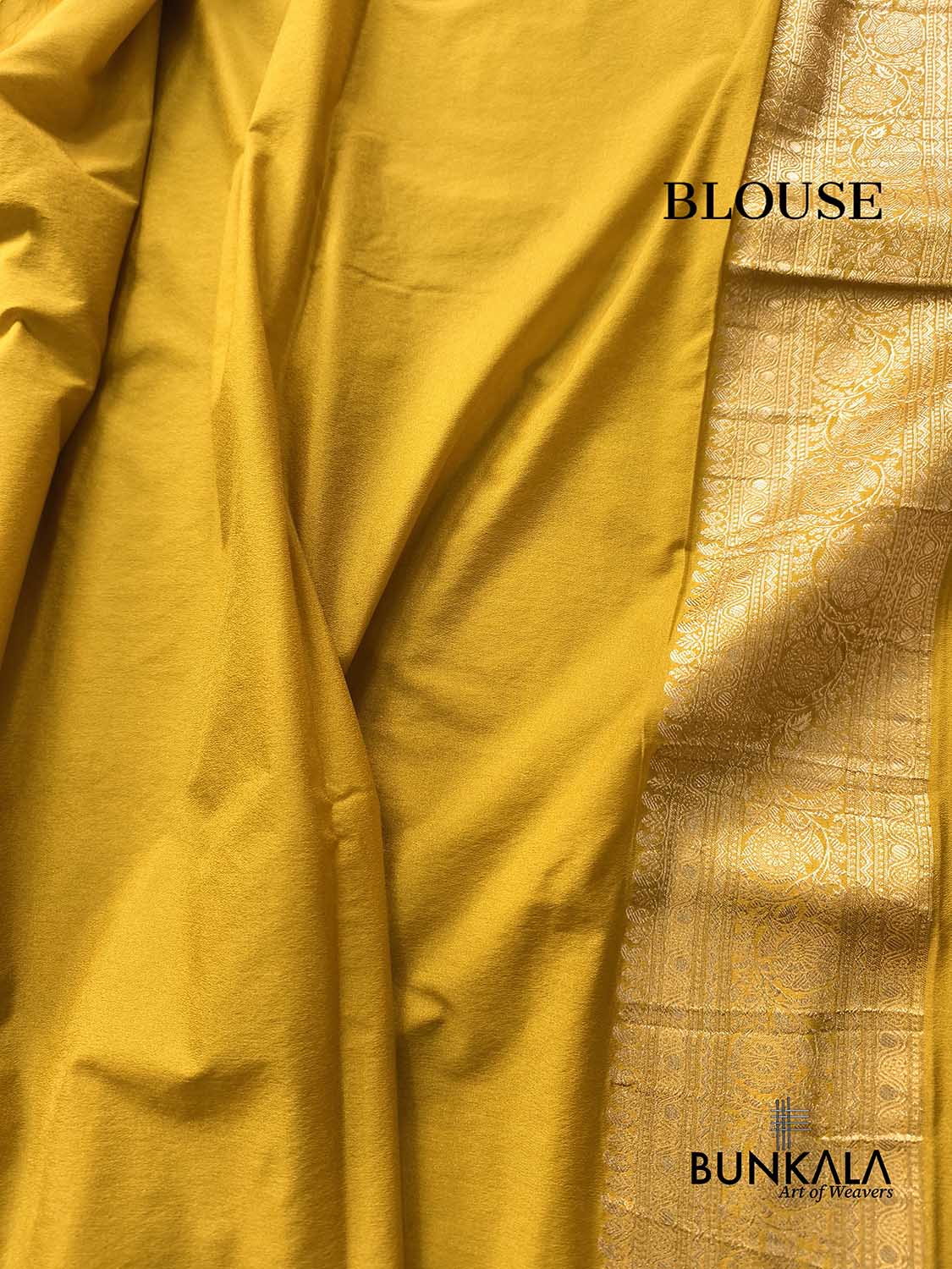 Mustard Yellow Sona Zari Big Border Banarasi Georgette Saree