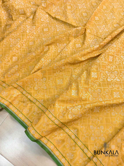 Yellow Ektara Banarasi Jamdani Weaved Silk Saree