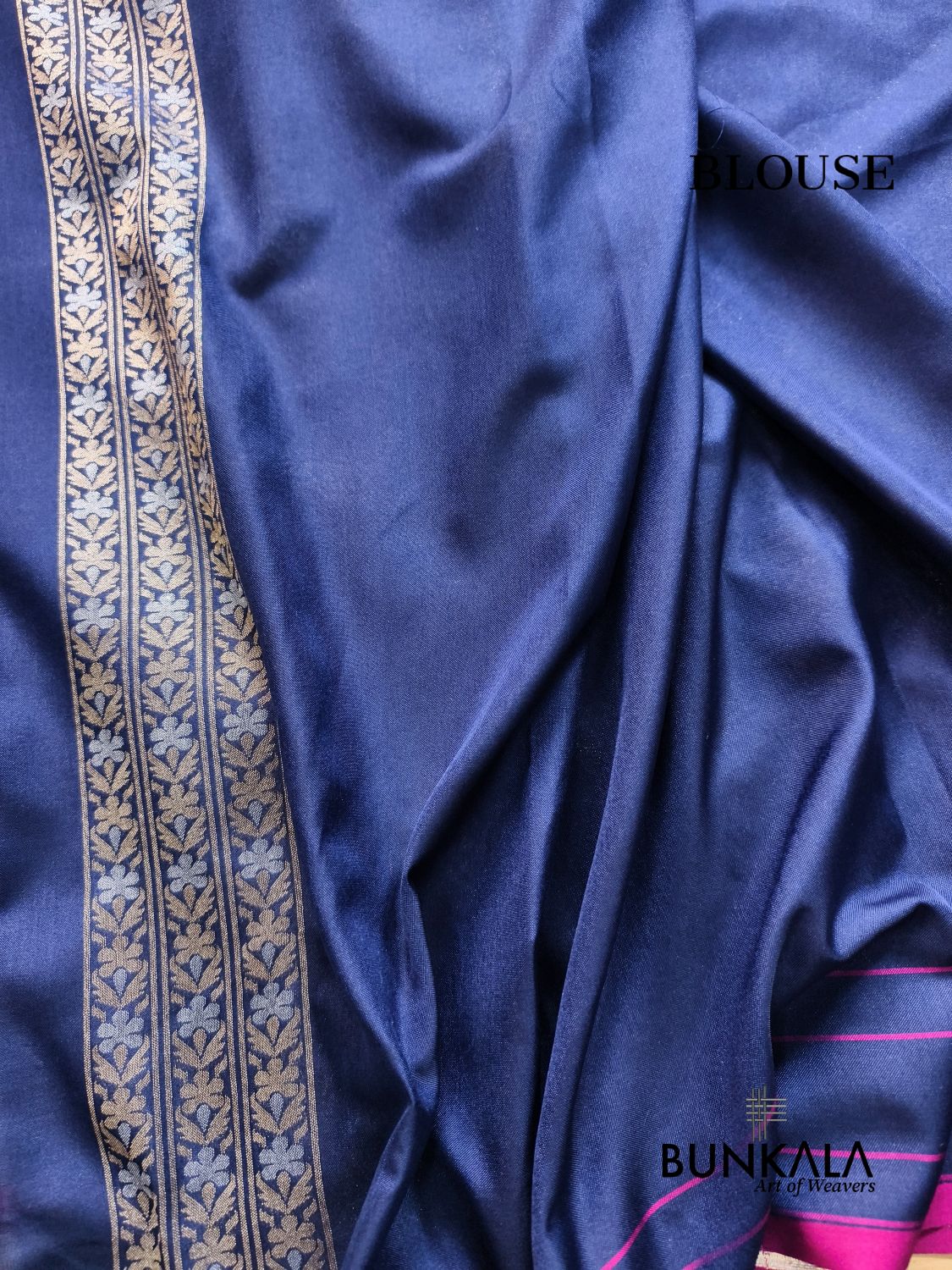Navy Blue Ektara Banarasi Jamdani Weaved Silk Saree