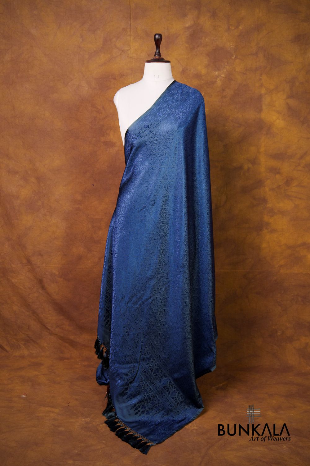 Navy Blue Mashru Silk Brocade Resham Weaved Banarasi Dupatta