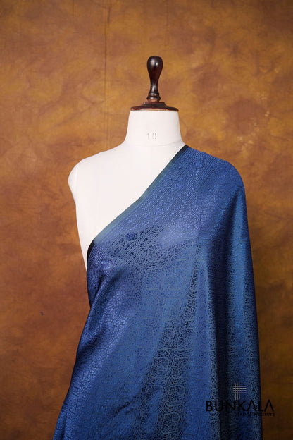 Navy Blue Mashru Silk Brocade Resham Weaved Banarasi Dupatta