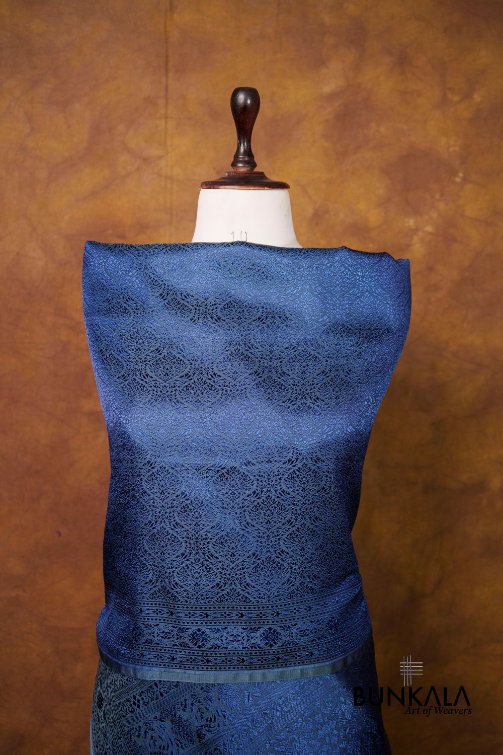 Navy Blue Mashru Silk Brocade Resham Weaved Banarasi Dupatta
